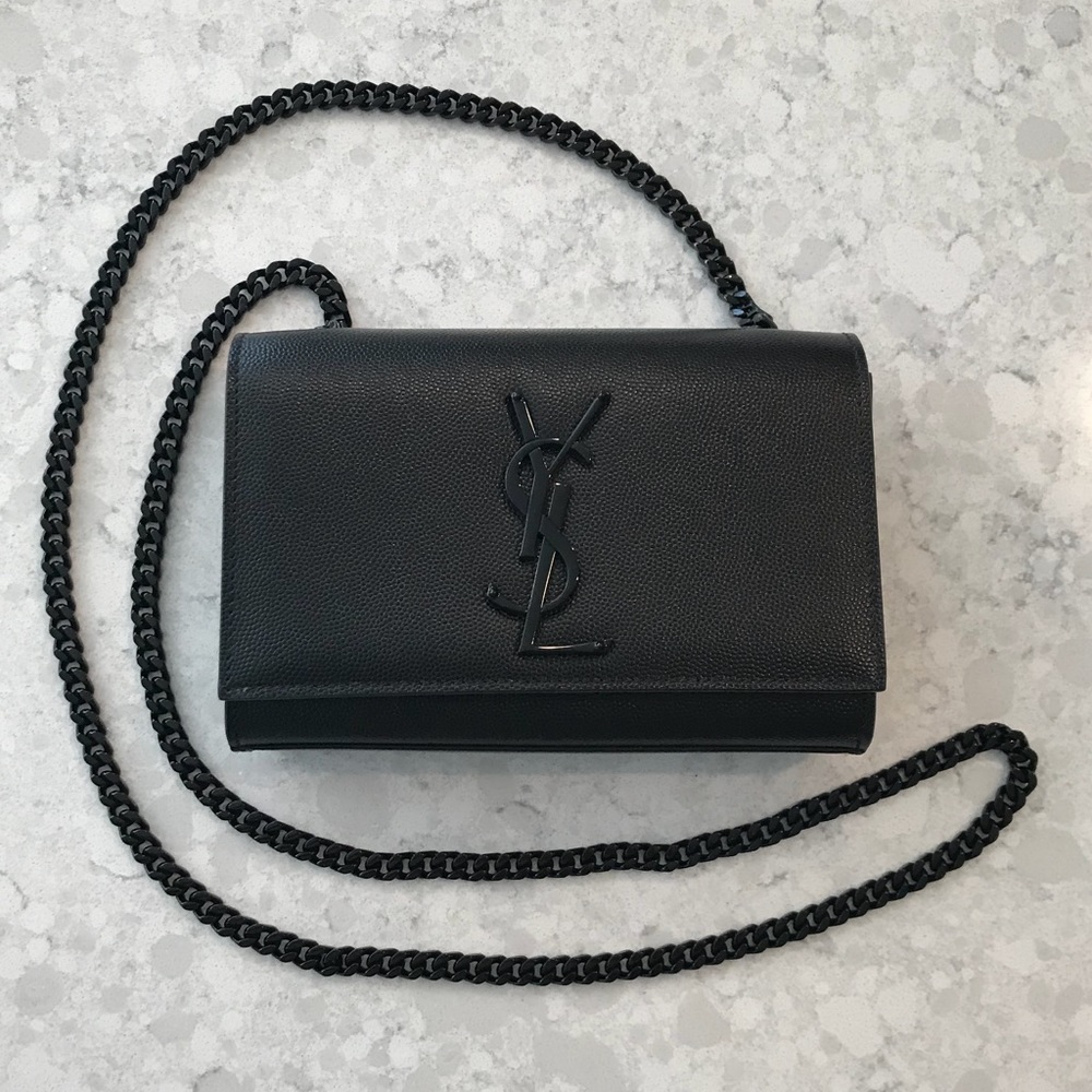 YSL Small Kate Leather Shoulder Bag All Black RARE